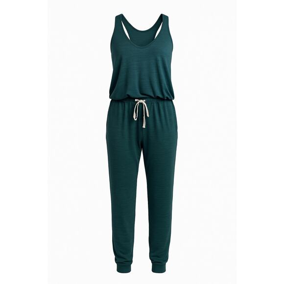 Vuori Lux Jumpsuit Size Large Racerback Jogger Jade Heather Green Athleisure - Picture 1 of 11